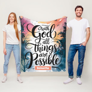 Personalized All Things Are Possible Christian Fleece Blanket