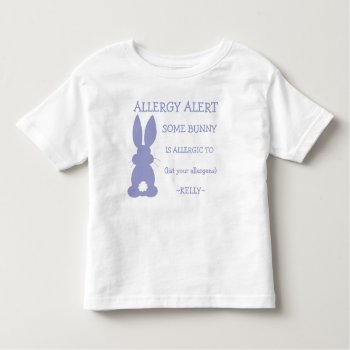 Personalized Allergy Alert Purple Easter Bunny Toddler T-shirt by LilAllergyAdvocates at Zazzle