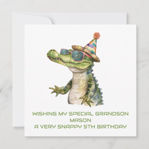 Personalized Alligator Birthday Card Son Grandson 