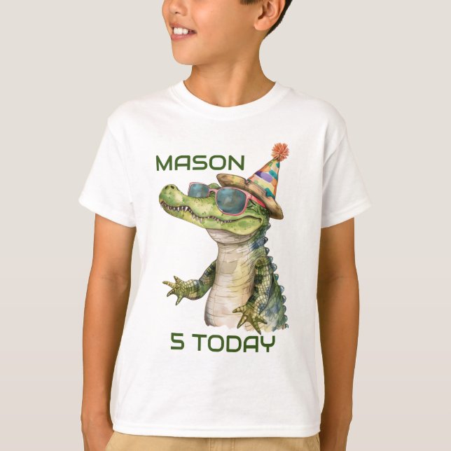 Personalized Alligator Birthday T-shirt Wild Party (Front)