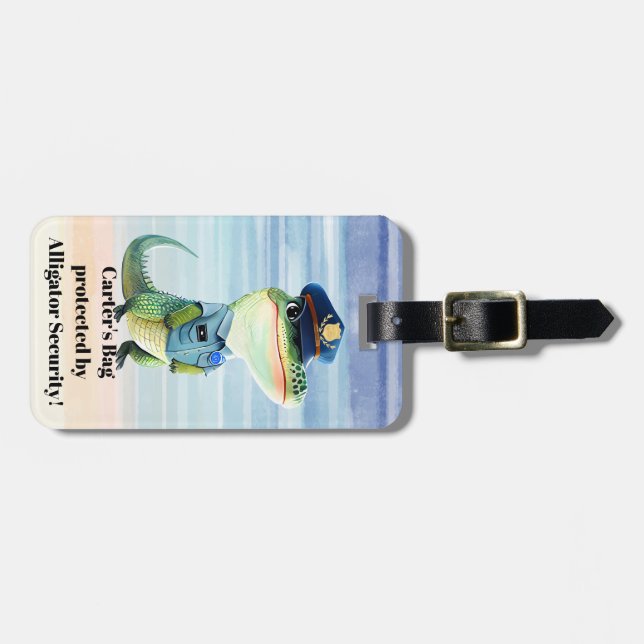 Personalized Alligator Security Luggage Tag (Front Horizontal)