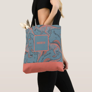 Personalized Allover printed Dinosaur Tote Bag