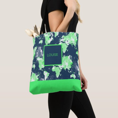 Personalized Allover World Map Tote