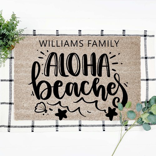 Personalized Aloha Beaches Simple Coir Fiber Doormat