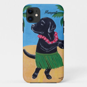 Personalized Aloha Black lab Painting iPhone 11 Case