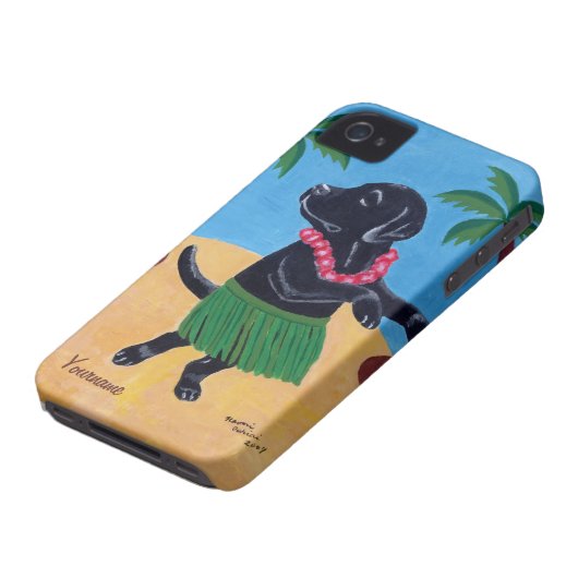 Personalized Aloha Black lab Painting Case-Mate iPhone Case (Bottom)