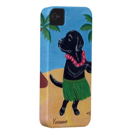Personalized Aloha Black lab Painting Case-Mate iPhone Case (Back/Right)