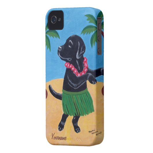 Personalized Aloha Black lab Painting Case-Mate iPhone Case (Back Left)