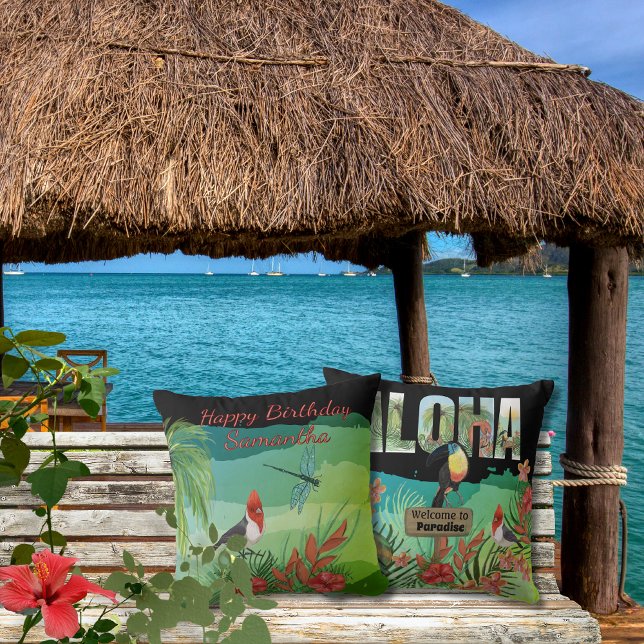 Personalized Aloha Tropical Beauty Double-Sided  Throw Pillow (Personalized Aloha Tropical Beauty Double-Sided Throw Pillow)