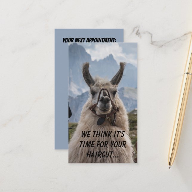 Personalized Alpaca hairstylist custom photo Appointment Card (Front/Back In Situ)