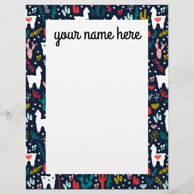 Personalized Alpaca Stationery Letterhead (Front)