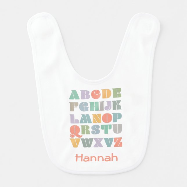 Personalized Alphabet ABCs Baby Baby Bib (Front)