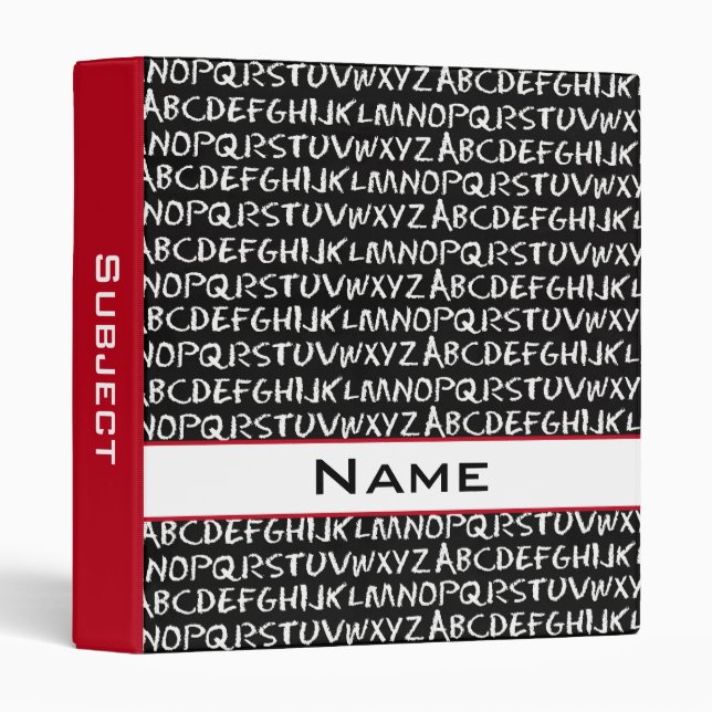 Personalized Alphabet Chalkboard School Binder (Front/Spine)