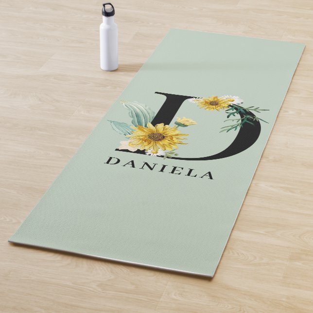 Personalized Alphabet D Floral Monogram  Yoga Mat (In Situ)