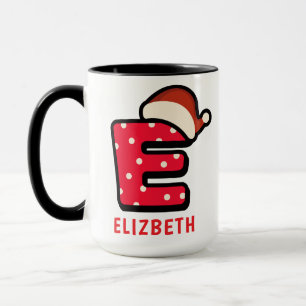 Personalized Alphabet 'E' Christmas Mug