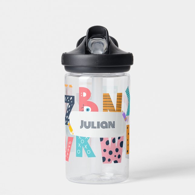 Personalized Alphabet Fun - Back to School Water Bottle (Front)