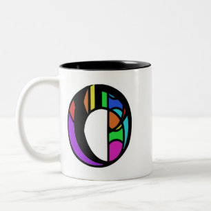 Personalized Alphabet modern colorful letter O. Two-Tone Coffee Mug