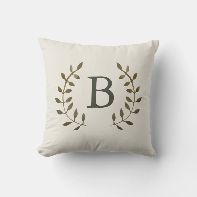 Personalized Alphabet Wreath Throw Pillow (Front)