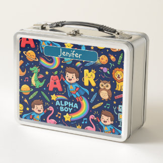 Personalized Alphaland Kids Lunch Box Blue White