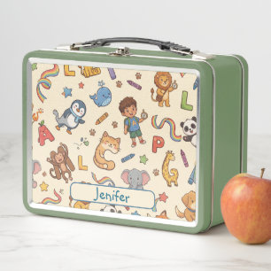 Personalized Alphaland Kids Lunch Box Green