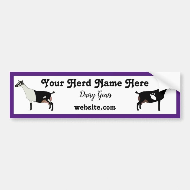 Personalized Alpine and Nubian Dairy Goat Bumper Sticker (Front)