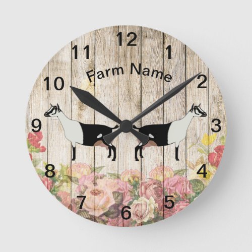 Personalized Alpine Dairy Goat Farm Round Clock