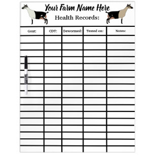 Personalized Alpine Dairy Goat Health Records Dry Erase Board