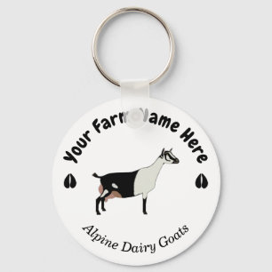 Personalized Alpine Dairy Goat Keychain