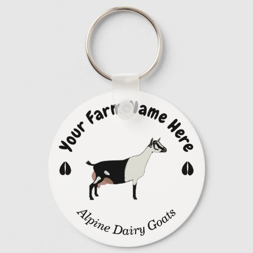 Personalized Alpine Dairy Goat Keychain