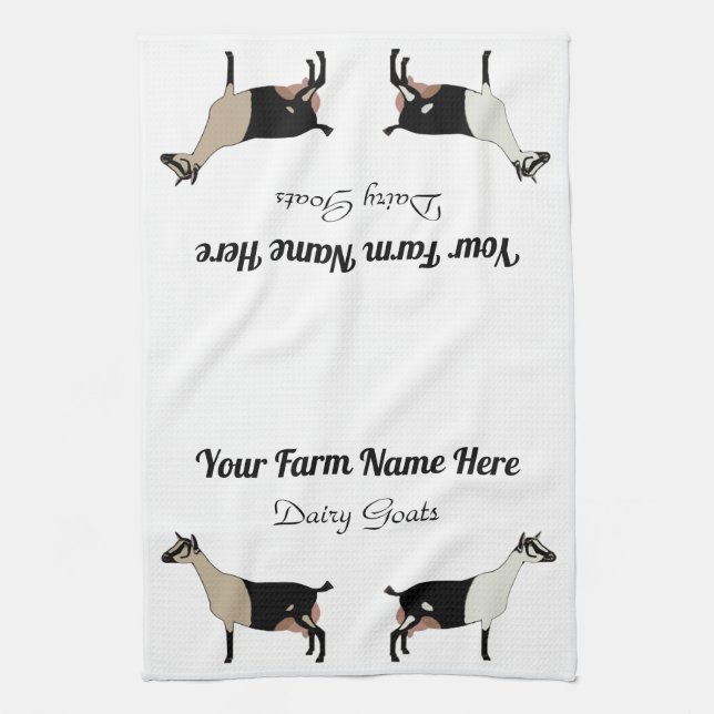 Personalized Alpine Dairy Goat Kitchen Towel (Vertical)