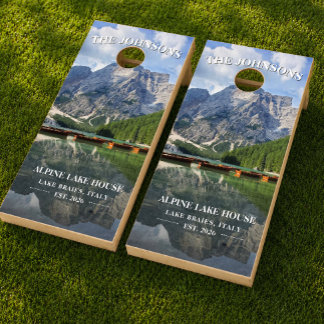 Personalized Alpine Lake House Family Name Cornhole Set