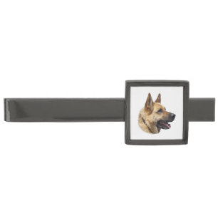 Personalized Alsatian German Shepherd dog Gunmetal Finish Tie Bar