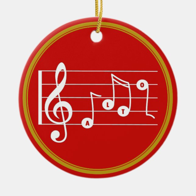 Personalized Alto Singer Musical Ceramic Ornament (Front)