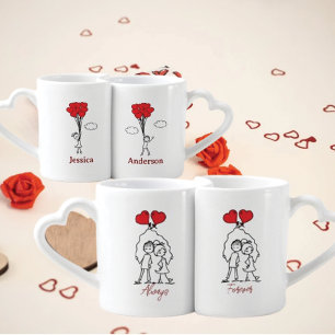 Personalized "Always Forever" Awesome Stick Couple Coffee Mug Set