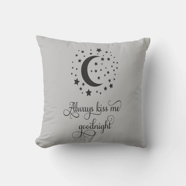 Personalized Always Kiss Me Good night Wedding Throw Pillow (Front)
