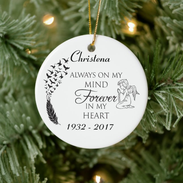 Personalized Always On My Mind Photo Memorial Ceramic Ornament (Tree)