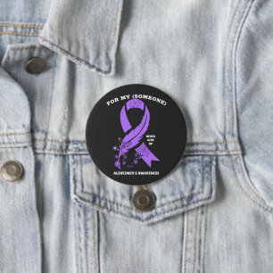 Personalized Alzheimer's Awareness Ribbon Button