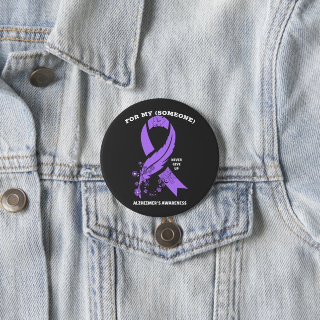 Personalized Alzheimer's Awareness Ribbon Button (In Situ)