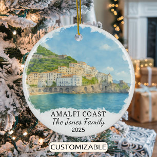 Personalized Amalfi Coast Ornament, Italy Ceramic Ornament