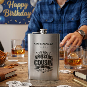 Personalized Amazing Cousin Gift Flask