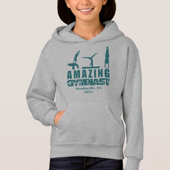 Personalized Amazing Gymnast Location Date Name Hoodie (Front)
