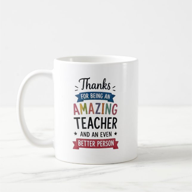 Personalized Amazing Teacher Thank You Design Coffee Mug (Left)