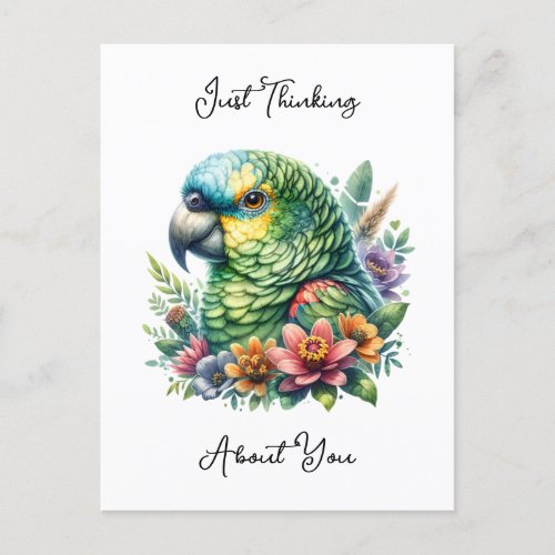 Personalized Amazon Parrot Thinking About You Postcard