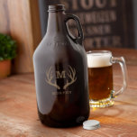 Personalized Amber Beer Growler - Rustic Antlers at Zazzle