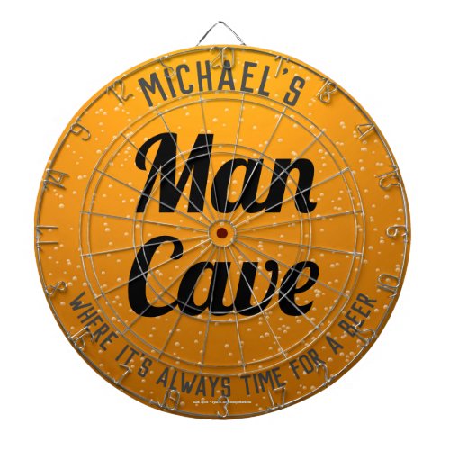 Personalized Amber Beer Man Cave Large Clock Dart Board