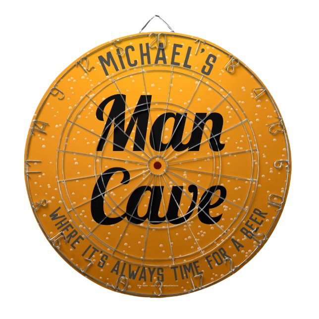 Personalized Amber Beer Man Cave Large Clock Dart Board (Front)