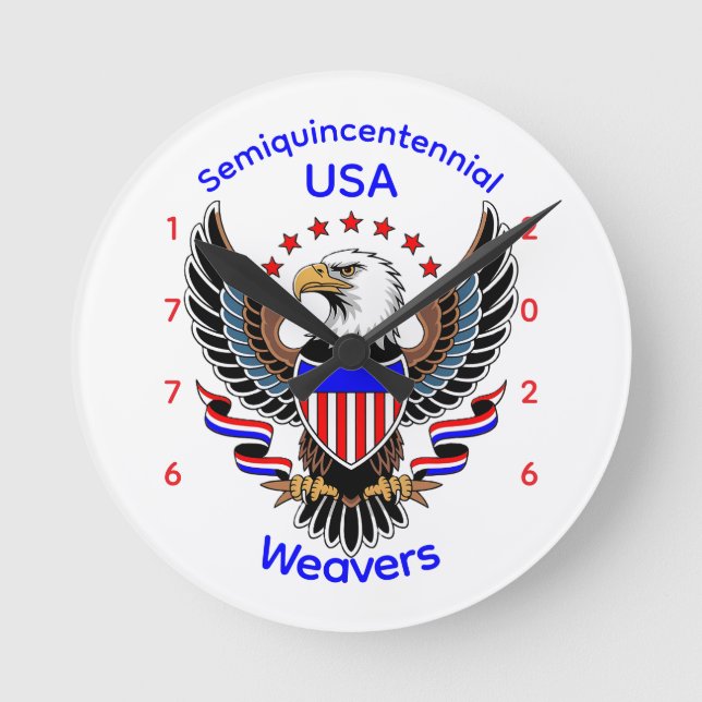 Personalized American 250th Birthday Round Clock (Front)