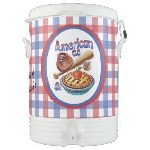 Personalized American as Baseball & Apple Pie  Beverage Cooler