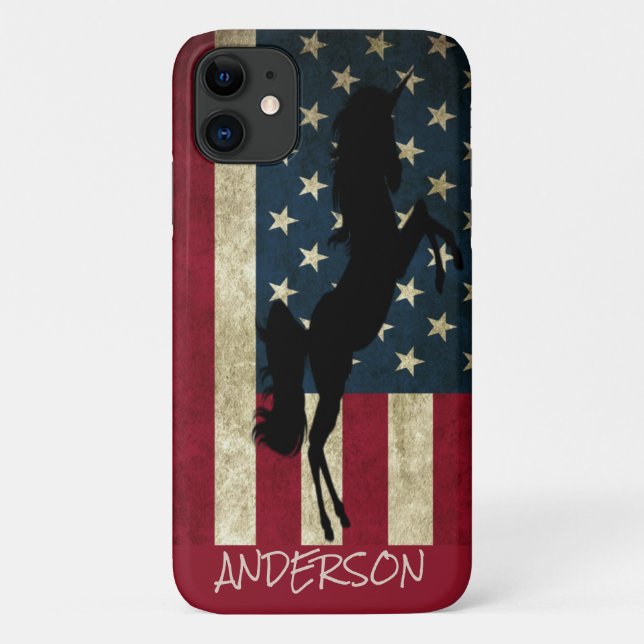 Personalized American Black Unicorn  Case-Mate iPh iPhone Case (Back)