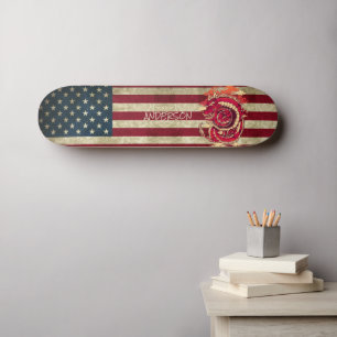 Personalized American Blue Asian Dragon Skateboard